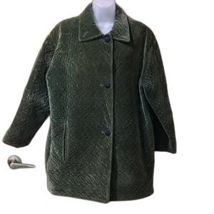 Carol Cohen Collectibles Vintage Olive Quilted Velvet Short Duster Coat L